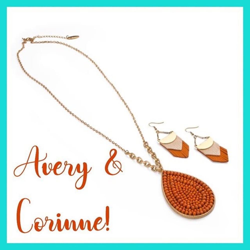 Orange necklace and earrings